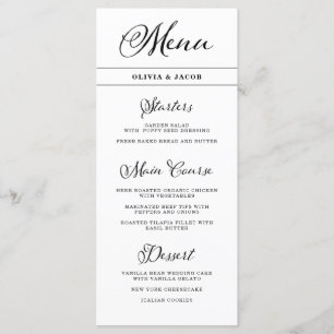 Wedding Charm   Black and White Calligraphy Menu