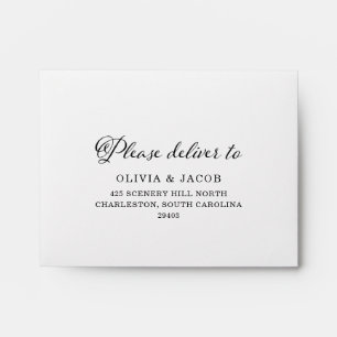 Wedding Charm   Black and White Calligraphy RSVP Envelope