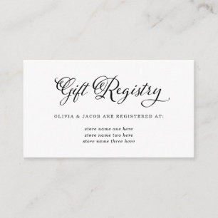 Wedding Charm   Black and White Gift Registry Enclosure Card