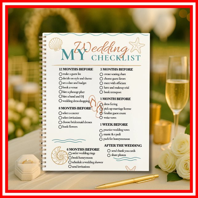 Wedding Checklist Planner Modern Elegant BEACH  (Creator Uploaded)