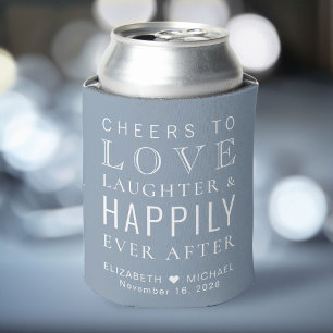 Wedding Cheers Love Laughter Happily Ever After Can Cooler