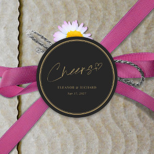 Wedding Cheers Sticker - Black & Gold Elegance