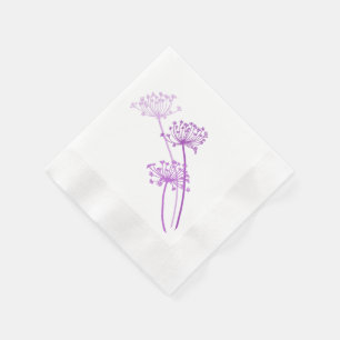 Wedding chervil / cows parsley purple paper napkin