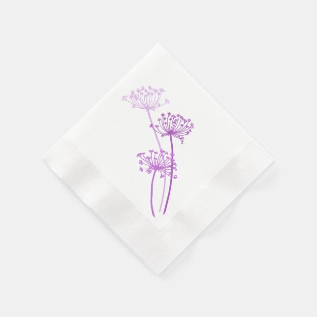Wedding chervil / cows parsley purple paper napkin (Corner)