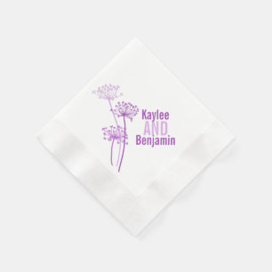Wedding chervil / cows parsley purple paper napkin
