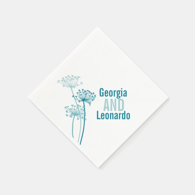 Wedding chervil / cows parsley teal paper napkin (Corner)