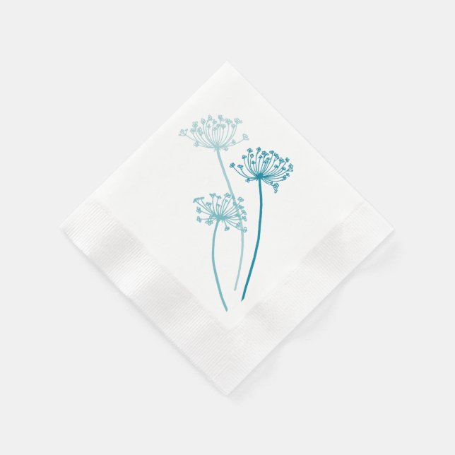Wedding chervil / cows parsley teal paper napkin (Corner)
