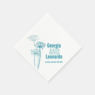 Wedding chervil / cows parsley teal paper napkin