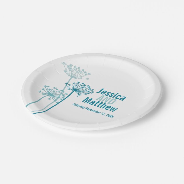 Wedding chervil modern flower custom paper plate (Angled)