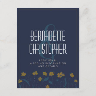 Wedding Chic Modern Elegant Simple Blue Yellow Enclosure Card