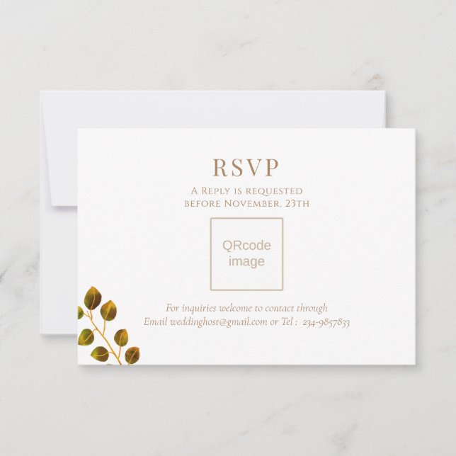 Wedding Chic Monogram QRcode RSVP Card (Front)