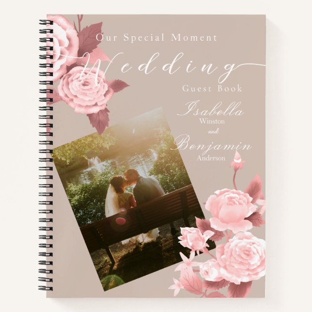 Wedding Chic Rose Photo Guest List Notebook (Front)