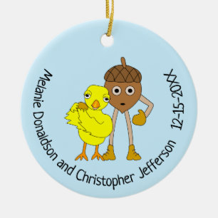Wedding Chick and Nut Ceramic Ornament