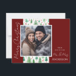 Wedding Christmas Trees Save the Date Postcard<br><div class="desc">Fun watercolor Christmas design. All text is adjustable and easy to change for your own party needs. Save the Date Christmas wedding announcement postcards.</div>