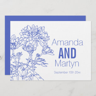 Wedding chrysanthemum blue wedding invite