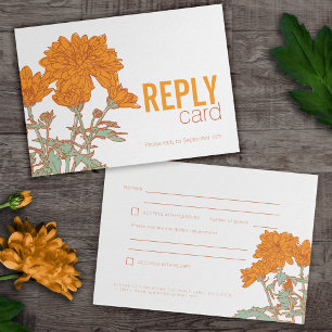 Wedding chrysanthemum orange fall wedding rsvp invitation