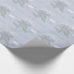 Wedding chrysanthemum white name date wrap wrapping paper<br><div class="desc">Pretty wedding wrapping paper ideal for wrapping a very special gift to the newly weds or for wrapping wedding favours. Graphic outline chrysanthemum flower art in white, green and grey blue wedding gift wrap paper. Ideal for autumn and fall weddings. Customise with bride and groom's name, wedding date and choice...</div>