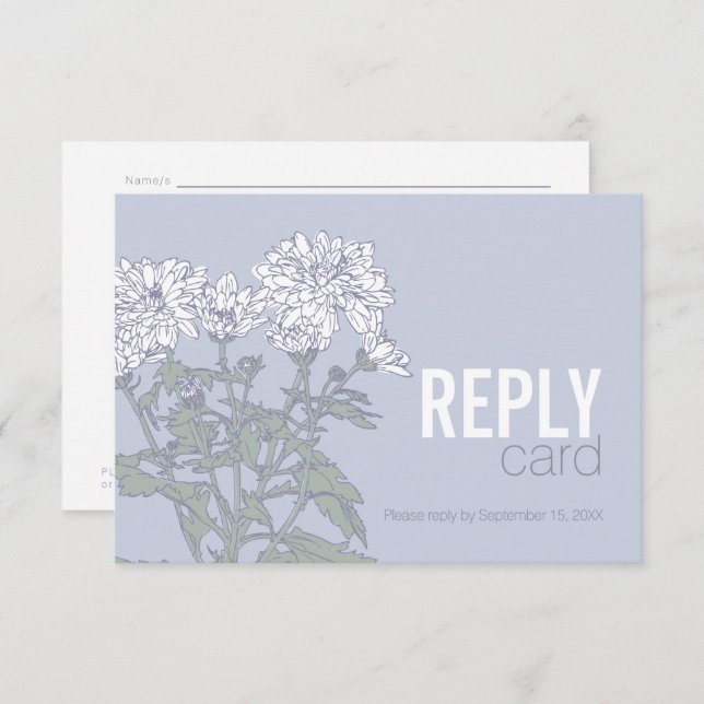 Wedding chrysanthemum white wedding RSVP QR code (Front/Back)