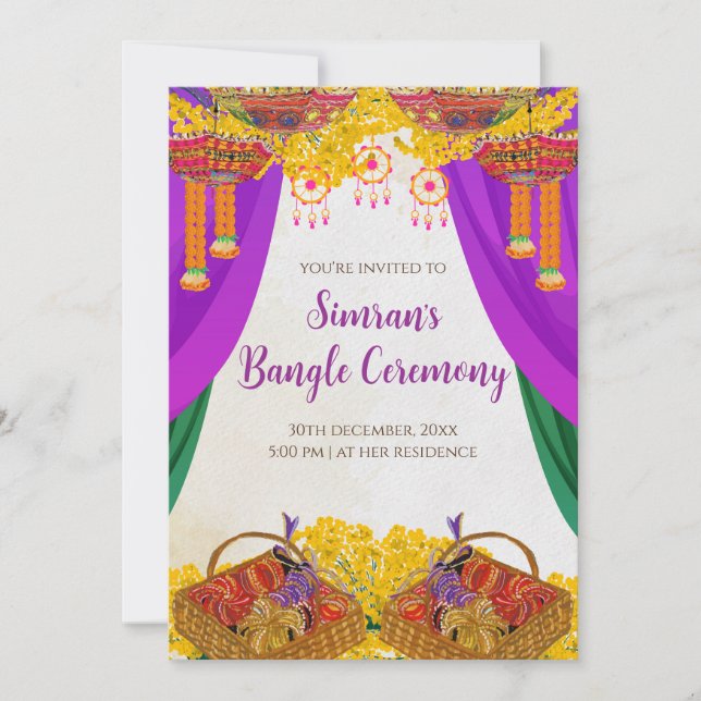 Wedding Chura invites & Bangle ceremony invite (Front)