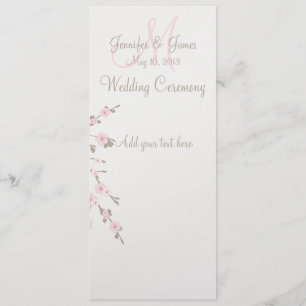 Wedding Church Program Cards Cherry Blossoms