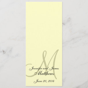 Wedding Church Program Monogram Ivory Cream