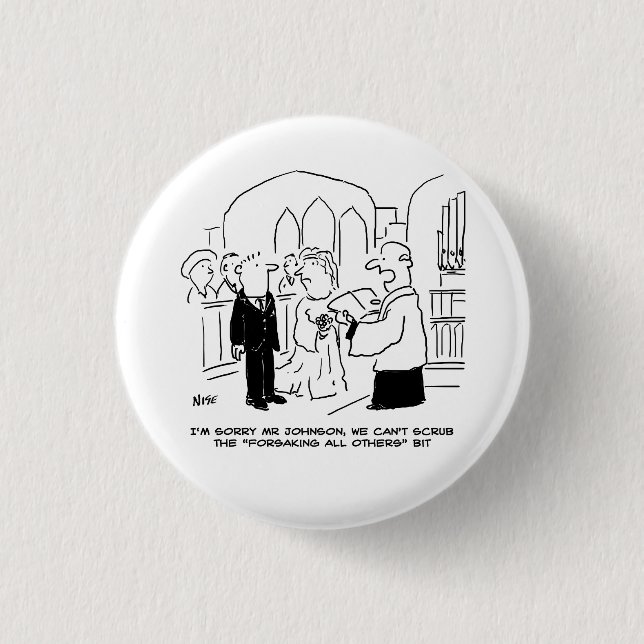 Wedding Church Service Vicar Can't Scrub Vows 3 Cm Round Badge (Front)