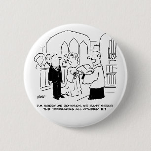 Wedding Church Service Vicar Can't Scrub Vows 6 Cm Round Badge
