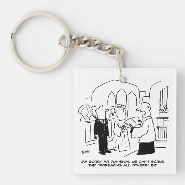 Wedding Church Service Vicar Can't Scrub Vows Key Ring (Front)