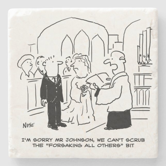 Wedding Church Service Vicar Can't Scrub Vows Stone Coaster (Front)