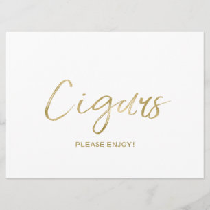Wedding "Cigars" Sign   Stylish Golden Invitation