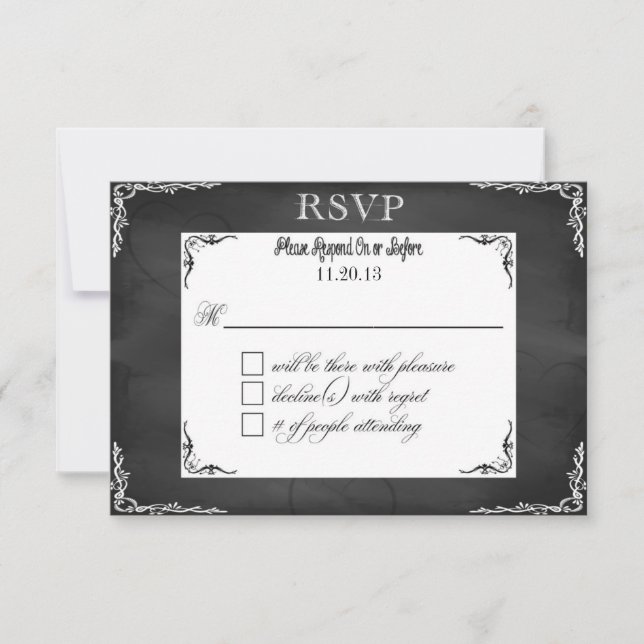 Wedding/Civil Union Chalkboard Typography RSVP (Front)