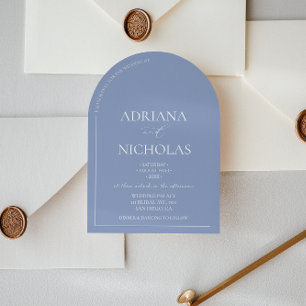 Wedding Classic Blue Simple Arch Shaped Invitation