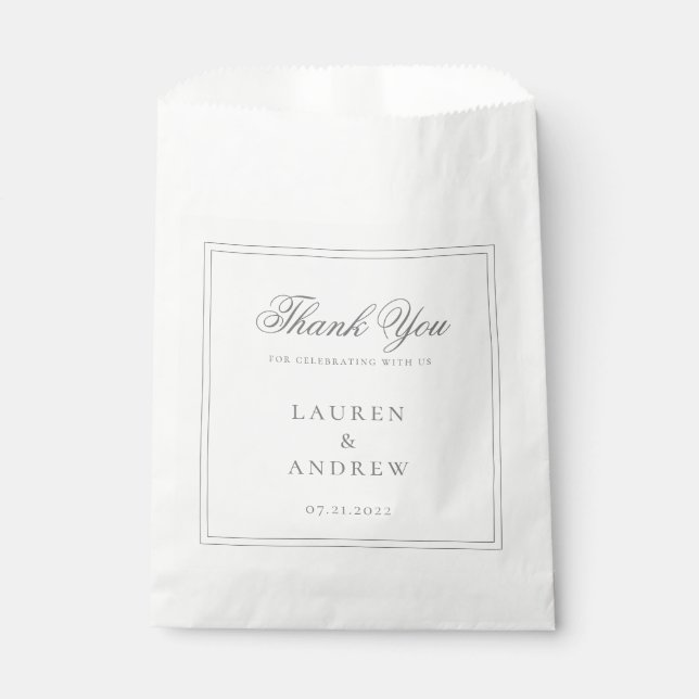 Wedding Classic Grey Modern Minimalist Custom Favour Bag (Front)