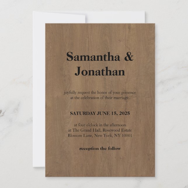 Wedding Classic Medium Wood Grain Invitation (Front)