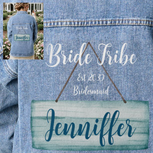 Wedding Coastal Brides Bachelorette Monogram Bride Denim Jacket