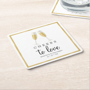 Wedding Coaster   Gold Cheers to Love Champagne