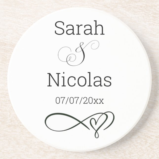 Wedding coaster personalised minimalist  (Front)