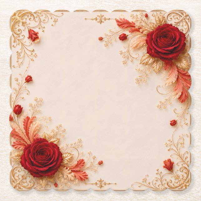 Wedding Coaster | Romantic Luxe Bridal Table Decor (Front)