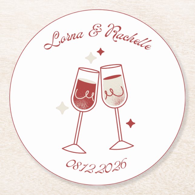 Wedding Coasters Elegant Personalised (Front)