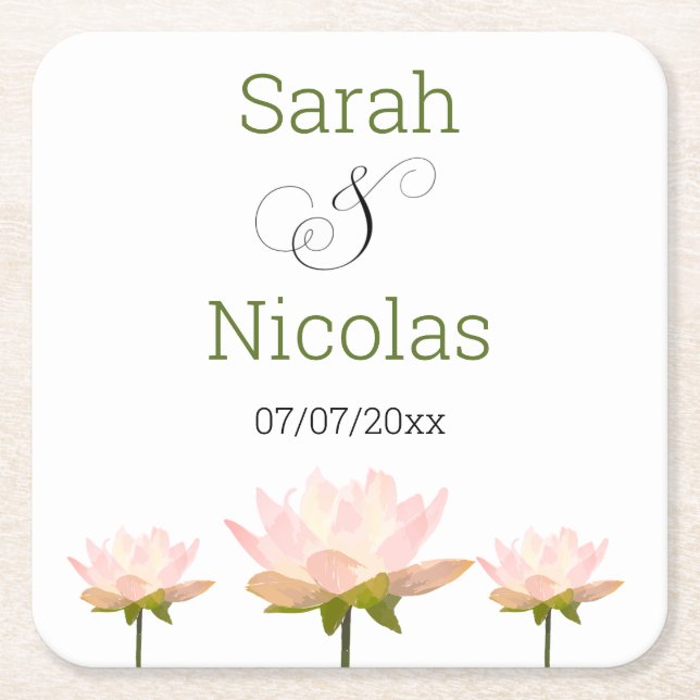 Wedding coasters personalised minimalist  (Front)
