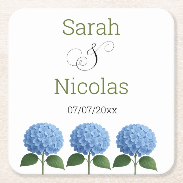 Wedding coasters personalised minimalist  (Front)