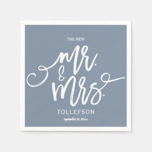 Wedding Cocktail Napkins   Typography (Dusty Blue)