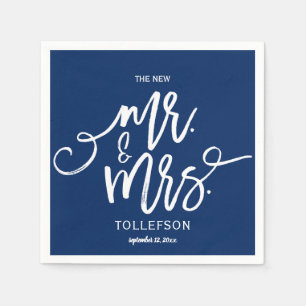 Wedding Cocktail Napkins   Typography (Navy Blue)
