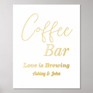 Wedding Coffee Bar Gold White  Foil Prints