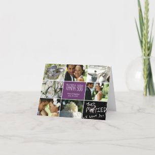 Wedding Collage Thank You Card - Purple