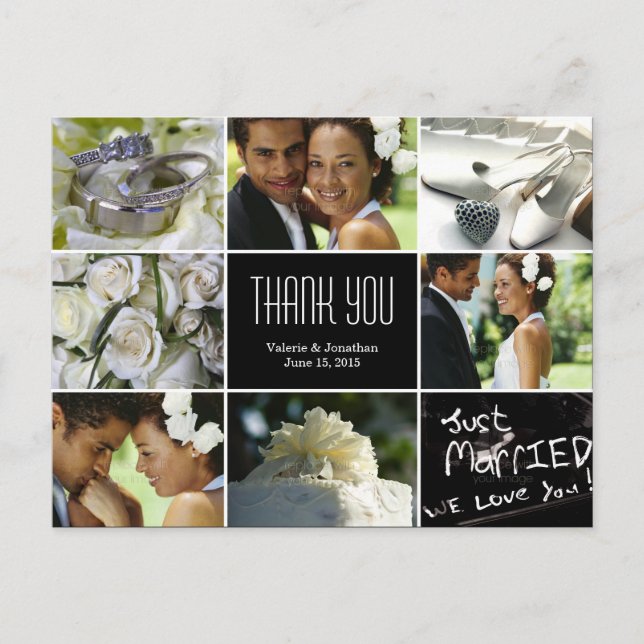 Wedding Collage Thank You Postcard (Front)