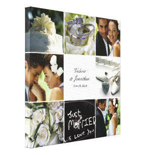 Wedding Collage Wrapped Canvas - White