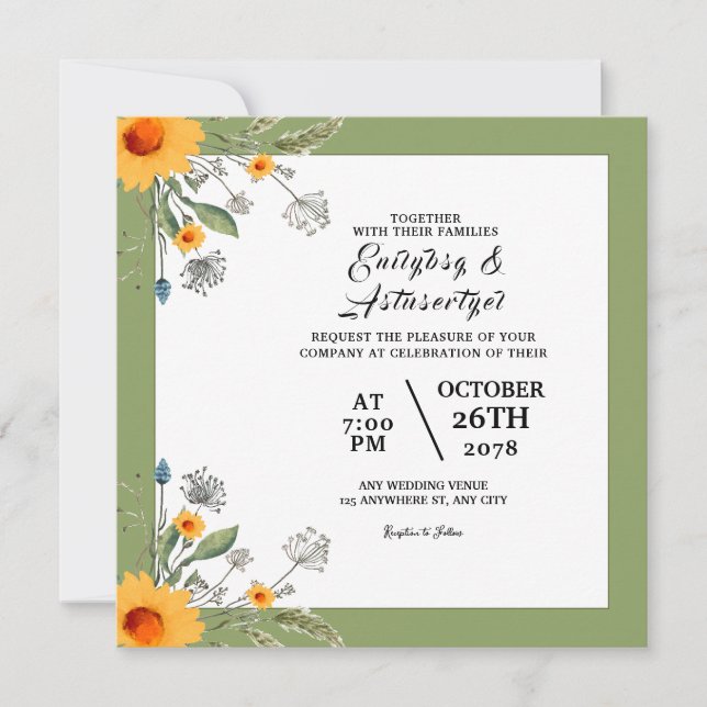 Wedding Colour Flower Card Invitation Design Templ (Front)