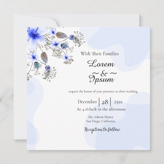 Wedding Colour Flower Invitation Card  (Front)