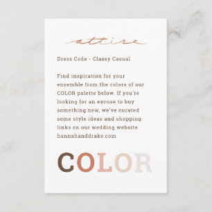 Wedding Colour Palette Attire Dress Code Enclosure Card